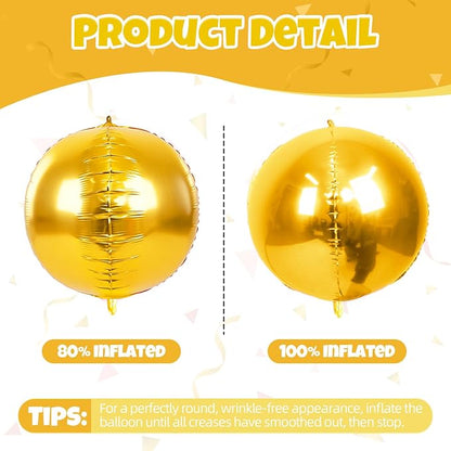 12Pcs Gold Round Balloons Foil, Giant Metallic Gold Foil Balloons - Image 8