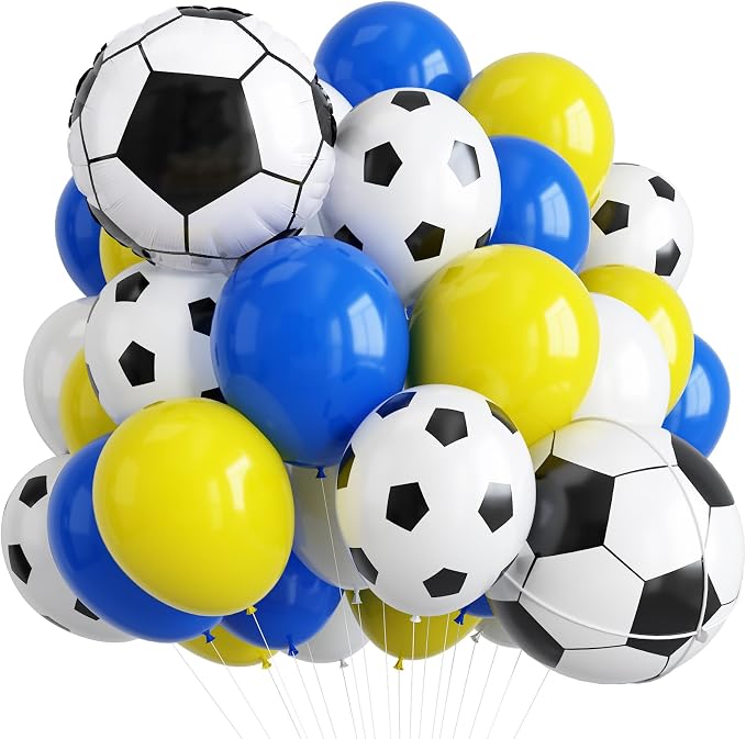 Blue and Yellow Soccer Balloons Set by Paeyeq