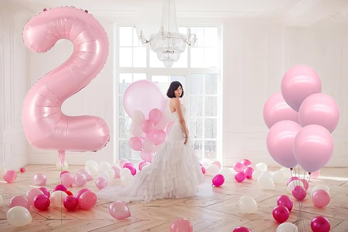 40 Inch Pink Number 2 Foil Balloon Set | - Image 4
