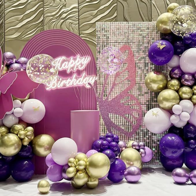 MEBAY Purple and Gold Balloons Arch Kit - Image 6