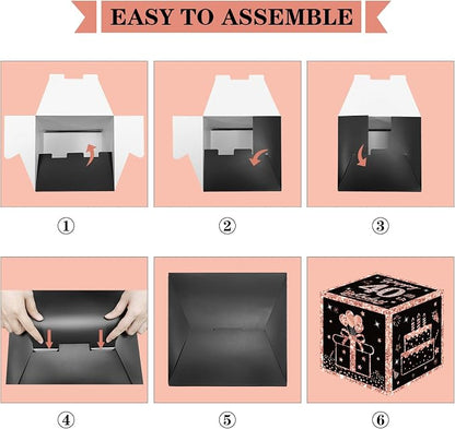 Eiurteao 3pcs Rose Gold 40th Birthday Decorations Boxes - Image 6