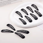 24 PCS 2.36 In Metal Snap Hair Barrettes For Women Water Drop Shape Hair Clips For Thick Thin Fine Hair,Bright Black