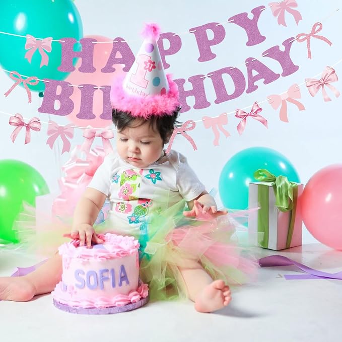 Bow Happy Birthday Banner Bow Garland Pink Bow Coquette Decor - Image 6