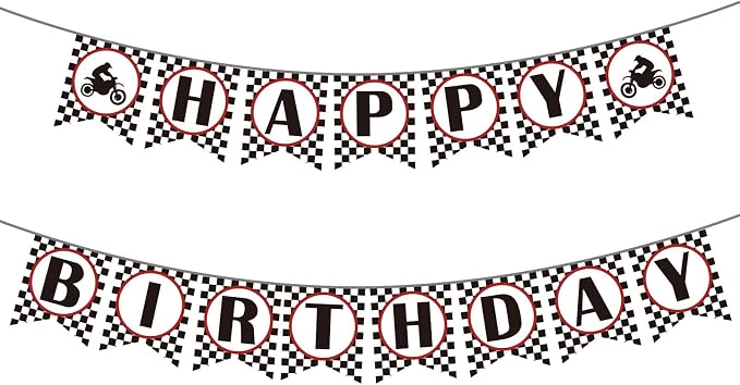Motorcycle Theme Banner Dirt Bike Birthday Decoration Dirt Bike Party Supplies by BIEUFBJI