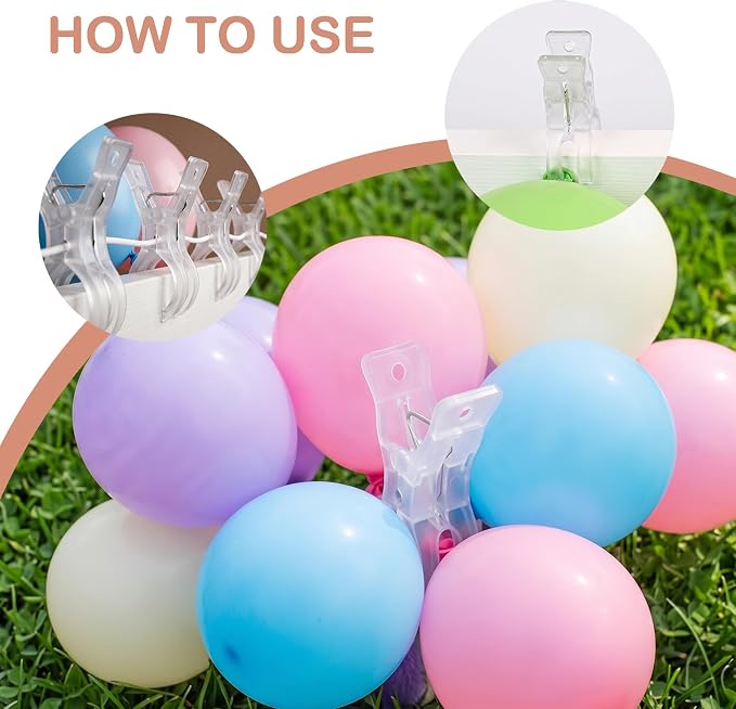 10 Pack Balloon Arch Clips, 3.5-Inch Clear Plastic Spring Clamps - Image 6