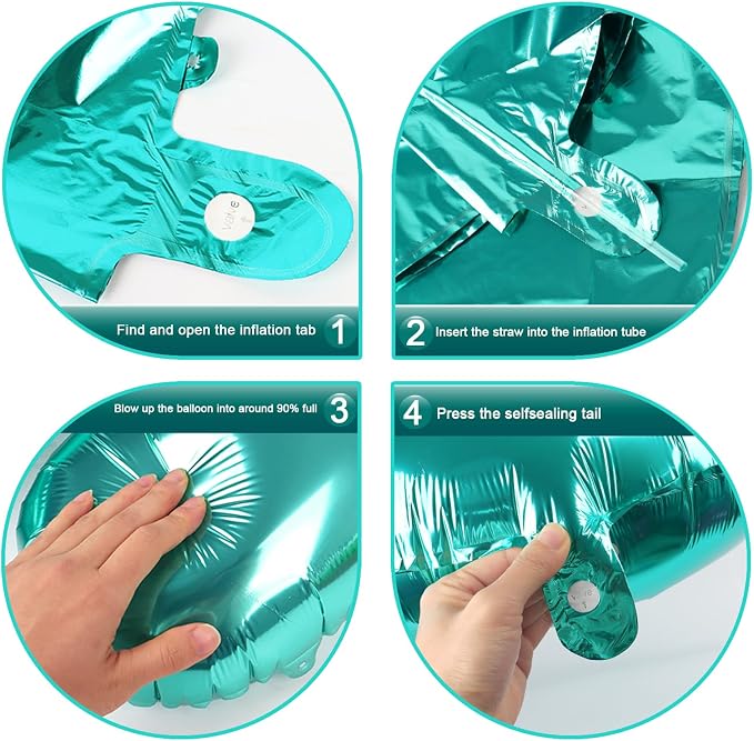 Teal Blue Number 0 Balloon 40 inch, Balloon numbers party supplies, deco photo - Image 2