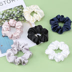 IVARYSS Scrunchies for Hair Sleep, Premium Satin Soft Than Silk for Women Curly Hair, Cute Bands Ties for Girls Thin | Thick Hair Styling, 12 Pack, Dark