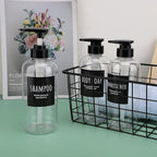 Shower Bottles with 2 Extra Pumps, Segbeauty 3 Packs of 16.9oz Shampoo and Conditioner Bottles with Funnel, 500ml Clear Refillable Bathroom Body Wash Dispenser, Reusable PET Squeeze Bottles with Pump