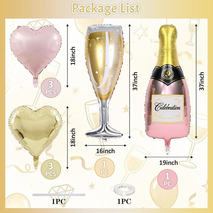 Champagne Balloons, Bachelorette Party Balloons - Image 2