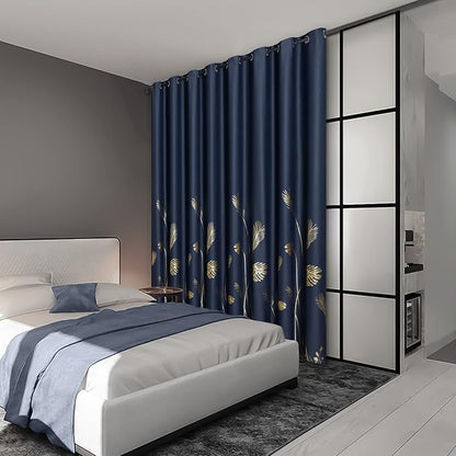 Navy Blue Sliding Door Curtain 100 X 84 Inch, Grommet Extra Wide Window Curtain - Image 2
