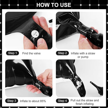 Black and White Square Foil Balloons 25 Pcs Metallic Black and White Balloons - Image 2