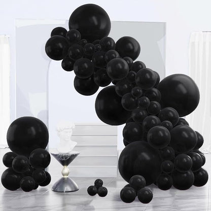 PartyWoo Black Balloons 130 pcs Different Sizes of 18 12 10 5 Inch Black by PartyWoo