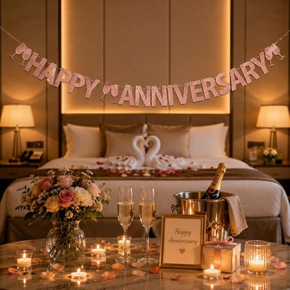 Happy Anniversary Banner, Wedding Anniversary Party Decorations Supplies - Image 4