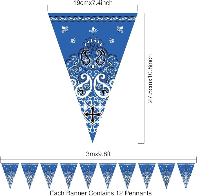 Boao 5 Pack Western Cowboy Party Decorations Bandana Pennant Banner Wild West - Image 2