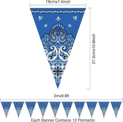Boao 5 Pack Western Cowboy Party Decorations Bandana Pennant Banner Wild West - Image 2