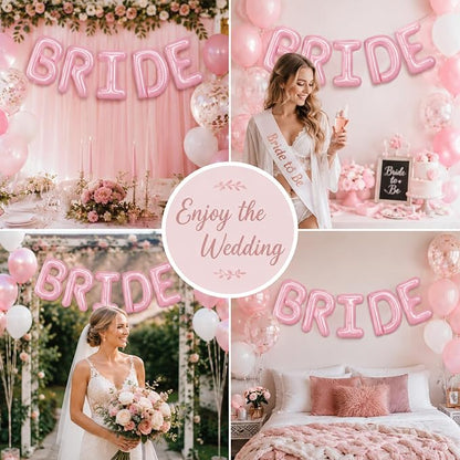 BRIDE Balloons Bachelorette Party Decorations, 16 Inch Pearl Pink Bride Letter - Image 6