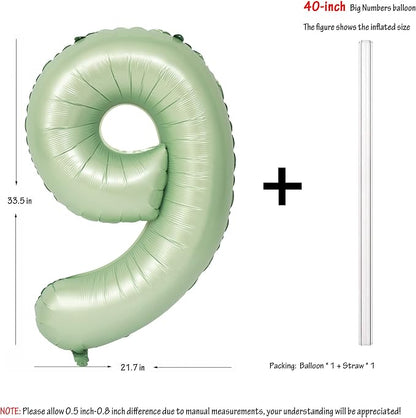 40" Olive green Number Balloon Helium Foil Mylar Balloon Birthday Digital 9 | - Image 2