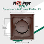 NO-PEST VENT, Exclusive Dual Door Dryer Vent Cover Outdoor 4 inch or Bathroom fan, Made in USA w Highest UV Resistant Plastic in any Outdoor Vent Cover (Brown, 4 inch With 12" Duct Tube)
