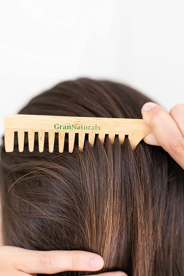 GranNaturals Wide Tooth Wooden Rat Tail Comb - Hair Tool for Teasing Strands & Post Styling - Peach Rattail Wood Pick Handle for Sectioning & Parting - Perfect for Professional & Personal Use