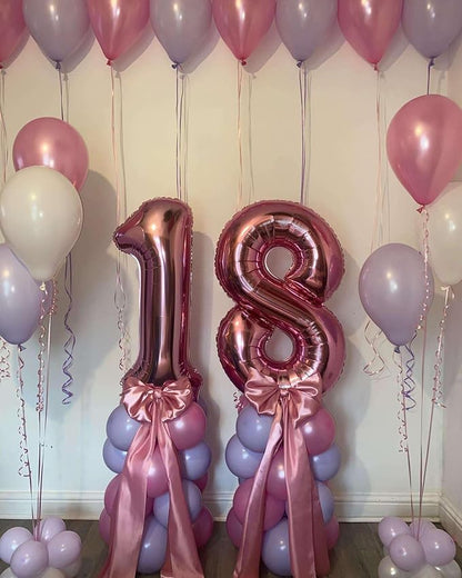 Rose Gold 18 Number Balloons, 40 Inch Giant Number 18 Balloons Foil Mylar - Image 3