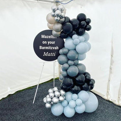 HILAVO Dusty Blue and Black Balloons 60pcs 12 Inch Race Car Slate Light Pale - Image 3