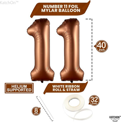KatchOn Coffee Brown Number 11 Balloon 40 Inch, 11th Birthday Balloon Decor | - Image 4