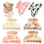 WILLBOND 6 Pieces Medium Hair Claw Clips for Thin Hair 2.6 Inch Tortoise Shell Clip Banana Jaw Hairpin French Style Barrettes Head Accessories for Women Girls(Elegant Patterns)