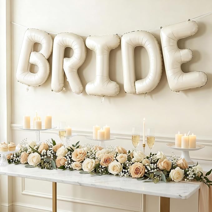 BRIDE Balloons Bachelorette, Cream BRIDE Letter Balloon Foil Bridal Balloons | - Image 7