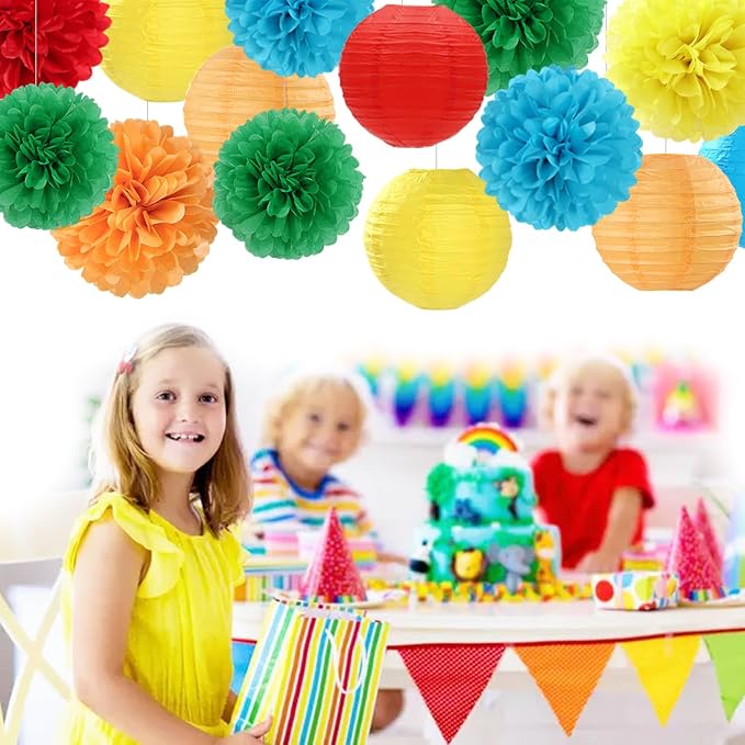 Rainbow Colorful Party-Decorations Paper-Flowers - Image 2