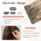 XDhair Clip in Hair Extensions 100g 16 Inch Balayage Hair Extensions Clip in Human Hair Golden Brown to Light Blonde Straight Real Human Hair Extensions Clip ins for Women 6pcs #10/27/27 16 Inch