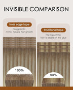 VINBAO 55g Invisible Tape in Extensions Human Hair Balayage Ombre Brown to Blonde Seamless Injected Pro Quality Injection Extensions Human Hair Tape Ins 20pcs 20inch #8T60