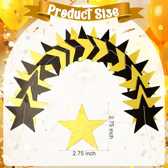 Spakon 65 Feet Glitter Star Paper Garland Banner Hanging Decoration Star - Image 3