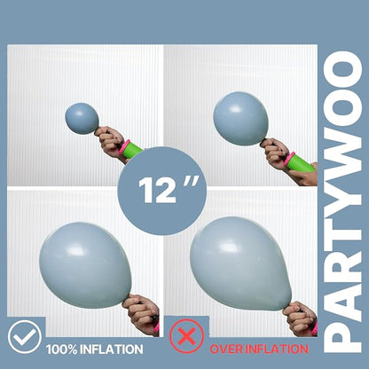 PartyWoo Dusty Blue Balloons 66pcs Pack Light Blue Latex Balloons | Baby Slate - Image 6