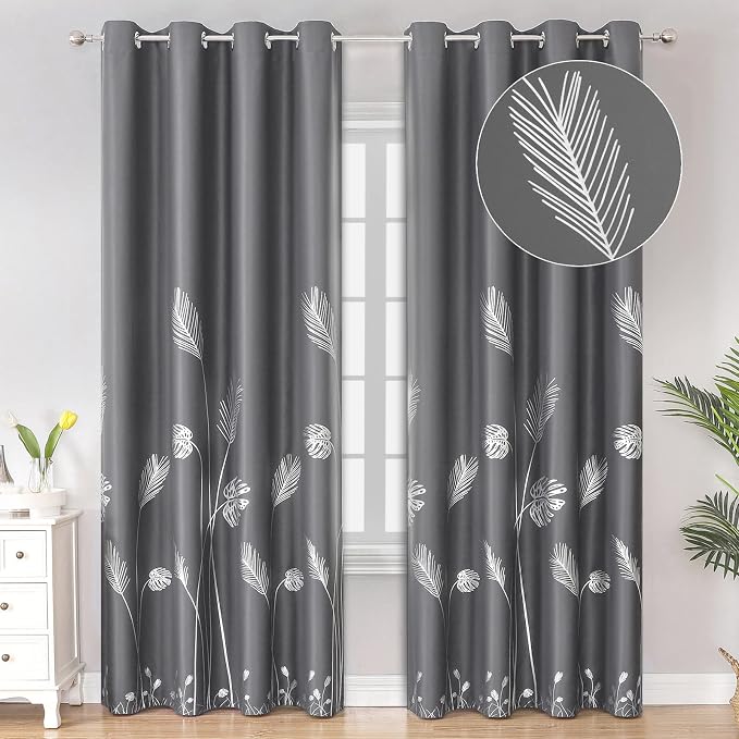 Window Curtain 2 Panels Blackout Thermal Insulated Light Blocking Silver by ESTELARTEXTILER