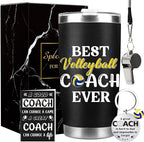Keluna Volleyball Coach Gifts for Men - Volleyball Coach Appreciation Thank You Team Player Sports Lover Gift for Men Brother Husband Teacher Colleague Tumbler Cup Keychain Whistle Greeting Cards