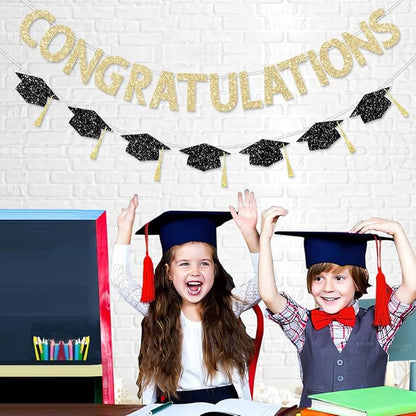 Pre Strung Congratulations Decorations Banner Gold Glitter Congratulation 2026 - Image 4