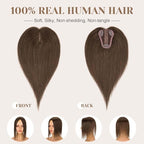 S-noilite Hair Toppers for Women Real Human Hair 3D 360° Cover Clip in 100% Real Human Hair Toppers 3″*4″ Clip in Silk Base 12 inch Natural Brown