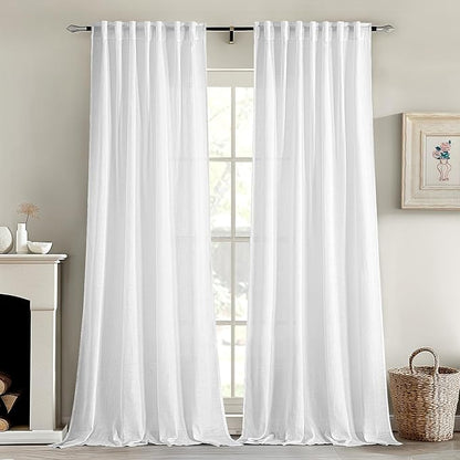 MIULEE White Linen Curtains 72 Inch Length 2 Panels by MIULEE