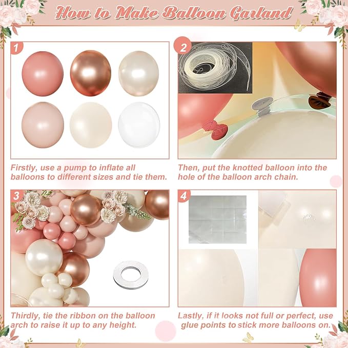 Dusty Pink Balloon Arch Kit Retro Blush Pink Balloon Garland Kit | 126Pcs - Image 7