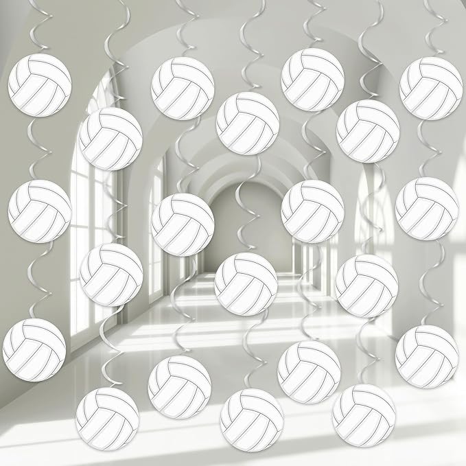 60pcs Volleyball Party Decorations Volleyball Value Foil Swirl Ceiling Hanging by ZOIIWA