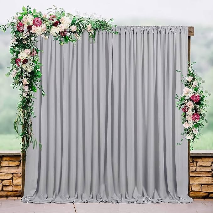 40ft x 10ft Wrinkle Free Silver Backdrop Curtains - Image 6