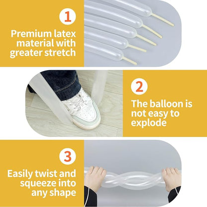 100Pcs Clear 260 Balloons, Long Balloon - Image 3