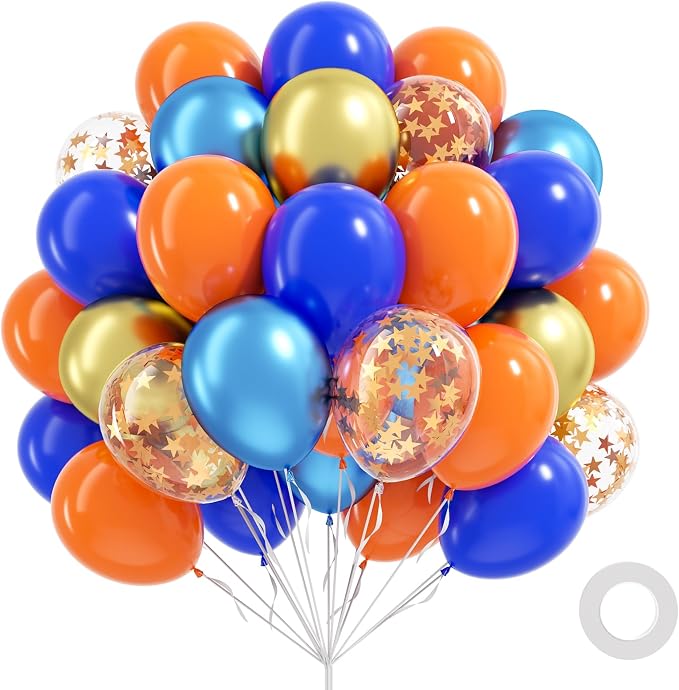 60pcs Royal Blue and Orange Balloons 12inch by Unknown