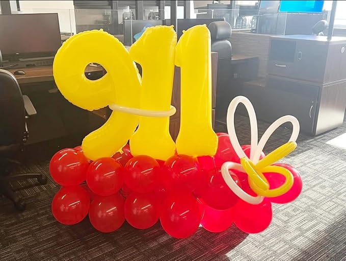 1 Balloon Number 40 Inch Yellow Balloons - Image 3
