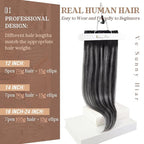 Ve Sunny Real Hair Extensions Clip in Human Hair Black Ombre Grey Balayage Remy Clip in Hair Extensions Human Hair Full Head Set 18inch 7pcs 120g