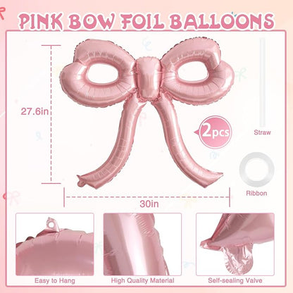 2 Pcs Pink Bow Balloons Bow Party Decorations - Image 2