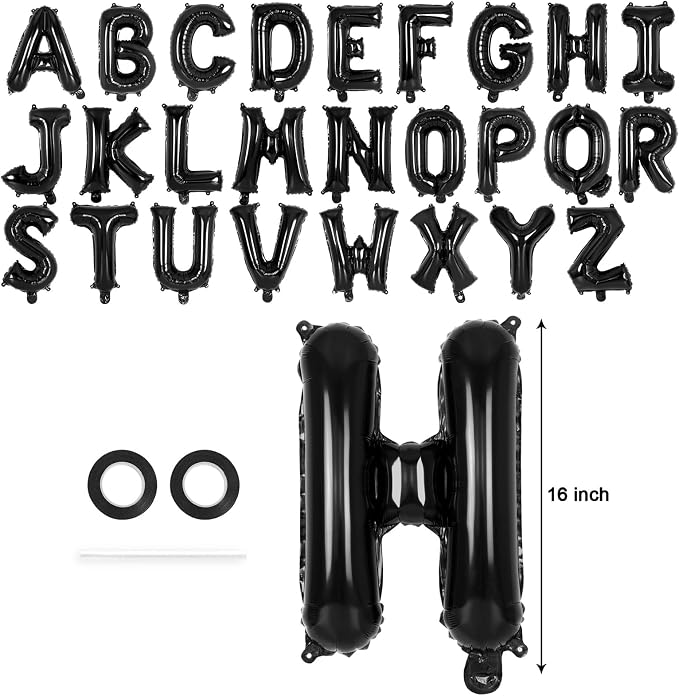 26 Pcs Black Letter Balloons, 16 Inch Foil Alphabet Letter Balloons, Letter A-Z - Image 2