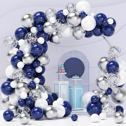 YMSZ Blue and Silver Balloons Garland Arch Kit, Fathers Day Party Decoration by YMSZ