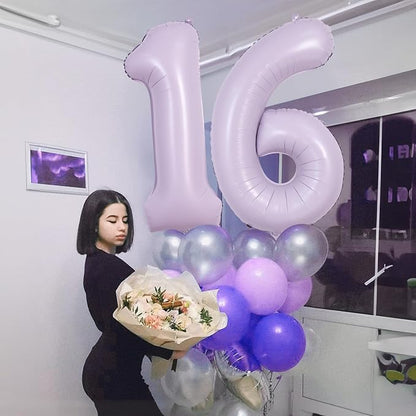 Light Purple 16 Balloon Numbers, 40 Inch Large Pastel Purple Foil Number 1 & 6 - Image 3