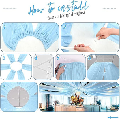 Showgeous 6 Panels Baby Blue Ceiling Drapes - Image 7
